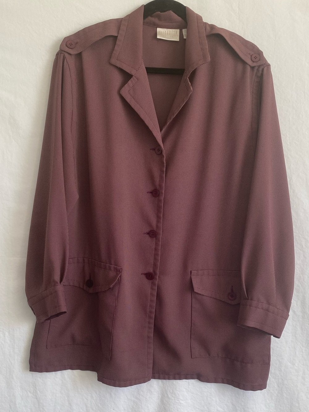 Vintage Elisabeth by Liz Claiborne Burgundy Utility Shacket Shirt Jacket 18P